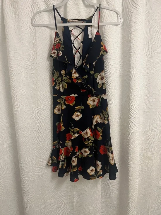 Pilgrim Navy Floral Ruffle Mini Dress - Picture 1 of 8